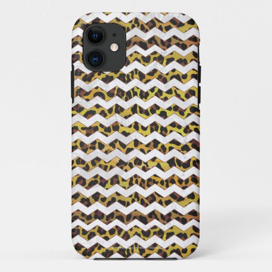 Leopard Brown and Yellow Cevron Print Case-Mate iPhone Case (Achterkant)
