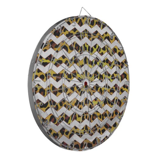 Leopard Brown and Yellow Cevron Print Dartbord (Voorkant Links)