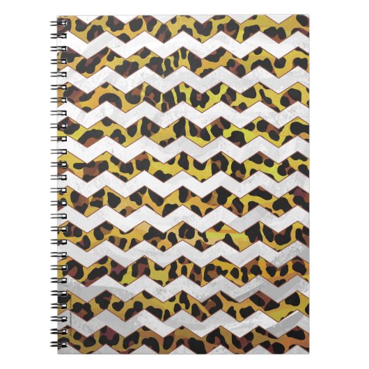 Leopard Brown and Yellow Cevron Print Notitieboek (Voorkant)