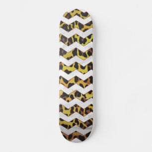 Leopard Brown and Yellow Cevron Print Skateboard