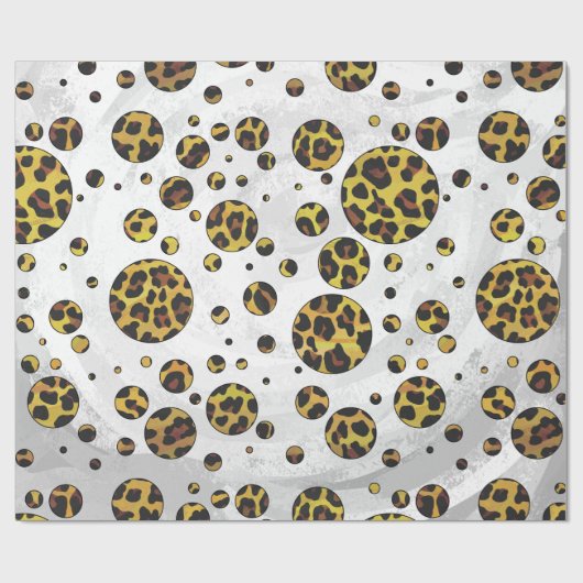 Leopard Brown and Yellow Polka Dot Cadeaupapier (Vlak)
