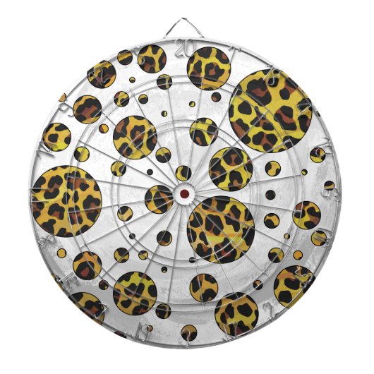 Leopard Brown and Yellow Polka Dot Dartbord (Voorkant)