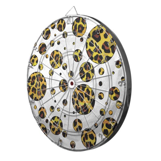 Leopard Brown and Yellow Polka Dot Dartbord (Voorkant Rechts)