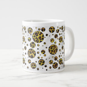 Leopard Brown and Yellow Polka Dot Grote Koffiekop