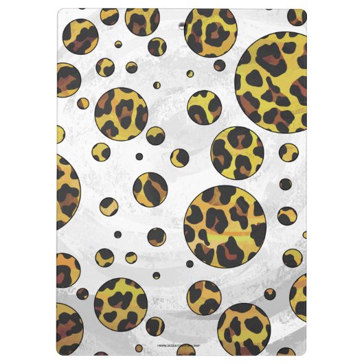 Leopard Brown and Yellow Polka Dot Klembord (Achterkant)