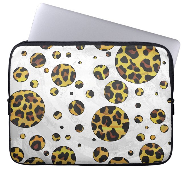 Leopard Brown and Yellow Polka Dot Laptop Sleeve (Voorkant)