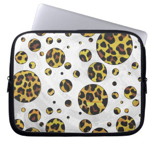 Leopard Brown and Yellow Polka Dot Laptop Sleeve