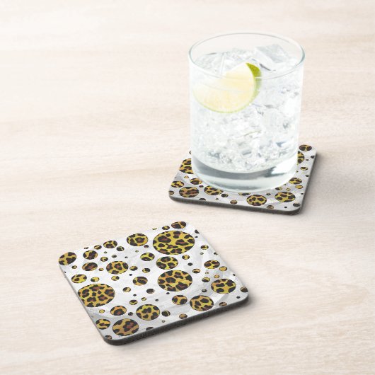 Leopard Brown and Yellow Polka Dot Onderzetter (Rechterzijde)