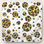 Leopard Brown and Yellow Polka Dot Onderzetter (Voorkant)