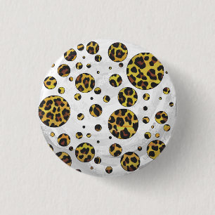 Leopard Brown and Yellow Polka Dot Ronde Button 3,2 Cm