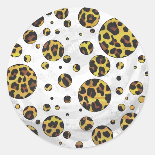 Leopard Brown and Yellow Polka Dot Ronde Sticker (Voorkant)