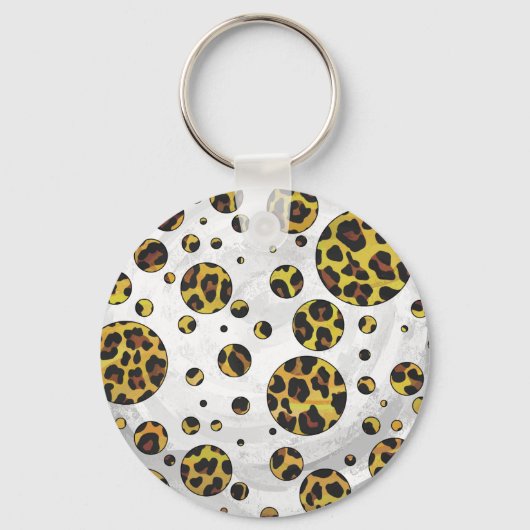 Leopard Brown and Yellow Polka Dot Sleutelhanger (Voorkant)
