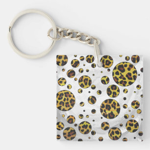 Leopard Brown and Yellow Polka Dot Sleutelhanger