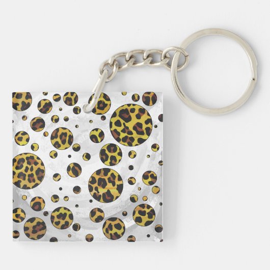 Leopard Brown and Yellow Polka Dot Sleutelhanger (Achterkant)
