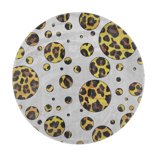 Leopard Brown and Yellow Polka Dot Snijplank (Voorkant)