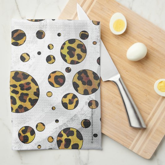 Leopard Brown and Yellow Polka Dot Theedoek (Quarter Fold)