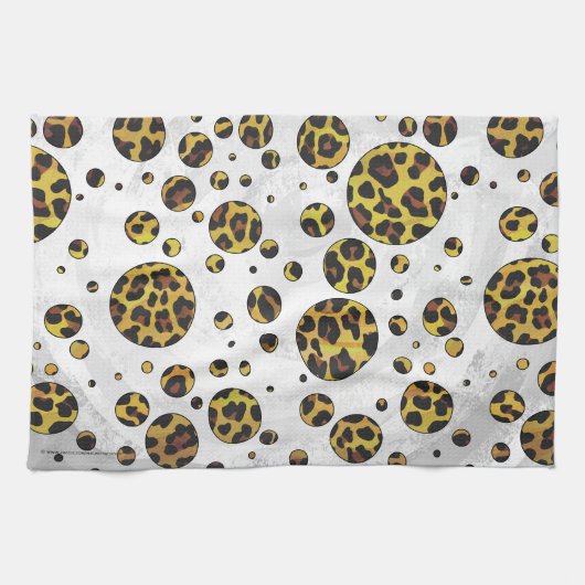 Leopard Brown and Yellow Polka Dot Theedoek (Horizontaal)