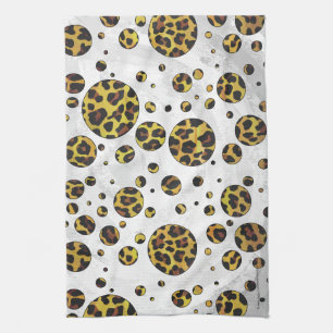 Leopard Brown and Yellow Polka Dot Theedoek