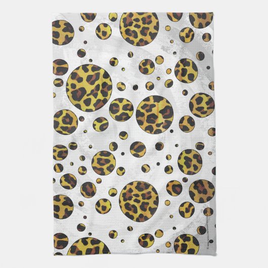 Leopard Brown and Yellow Polka Dot Theedoek (Verticaal)