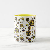 Leopard Brown and Yellow Polka Dot Tweekleurige Koffiemok (Center)