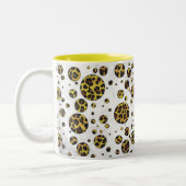 Leopard Brown and Yellow Polka Dot Tweekleurige Koffiemok (Links)