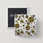 Leopard Brown and Yellow Polka Dot Vierkante Button 5,1 Cm (Voorkant /achterkant)
