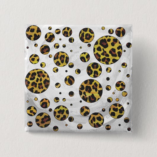 Leopard Brown and Yellow Polka Dot Vierkante Button 5,1 Cm (Voorkant)