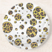 Leopard Brown and Yellow Polka Dot Zandsteen Onderzetter (Voorkant)