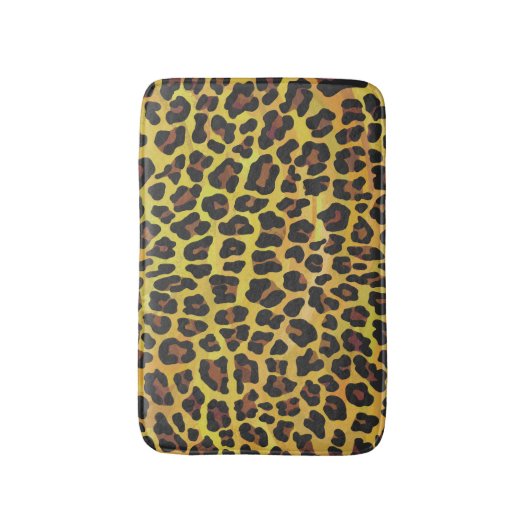 Leopard Brown and Yellow Print Badmat (Voorkant Verticaal)