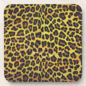 Leopard Brown and Yellow Print Bier Onderzetter (Voorkant)