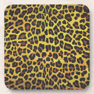 Leopard Brown and Yellow Print Bier Onderzetter