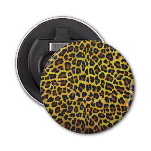 Leopard Brown and Yellow Print Button Flesopener