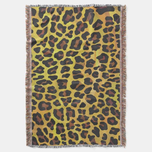 Leopard Brown and Yellow Print Deken (Voorkant Verticaal)