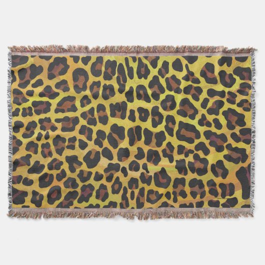 Leopard Brown and Yellow Print Deken (Voorkant)