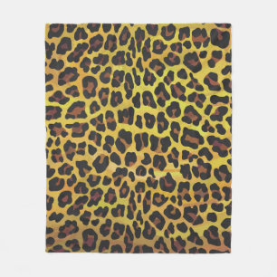 Leopard Brown and Yellow Print Fleece Deken
