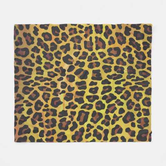 Leopard Brown and Yellow Print Fleece Deken (Voorkant (Horizontaal))