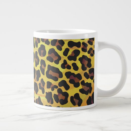Leopard Brown and Yellow Print Grote Koffiekop (Rechts)
