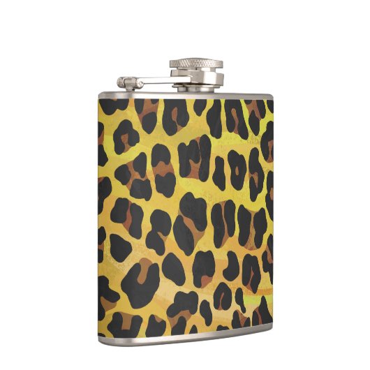 Leopard Brown and Yellow Print Heupfles (Rechts)