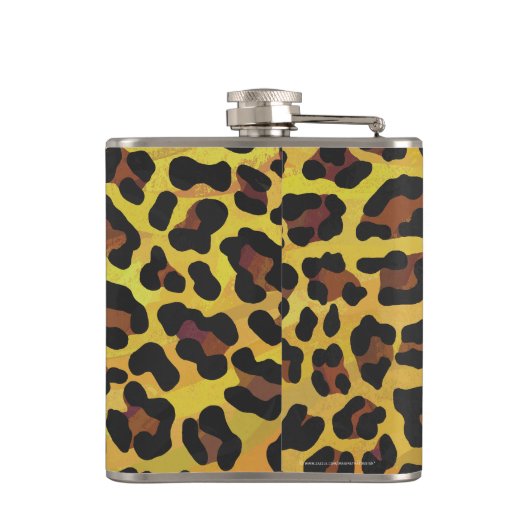 Leopard Brown and Yellow Print Heupfles (Achterkant)