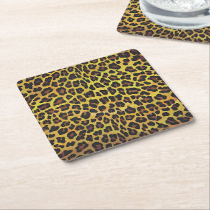 Leopard Brown and Yellow Print Kartonnen Onderzetters