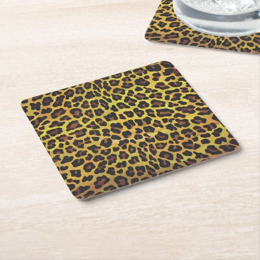 Leopard Brown and Yellow Print Kartonnen Onderzetters (Schuin)