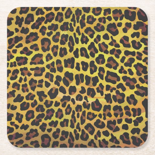 Leopard Brown and Yellow Print Kartonnen Onderzetters (Voorkant)