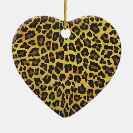 Leopard Brown and Yellow Print Keramisch Ornament (Achterkant)