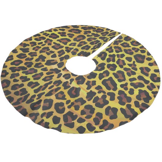 Leopard Brown and Yellow Print Kerstboom Rok (Gekanteld)