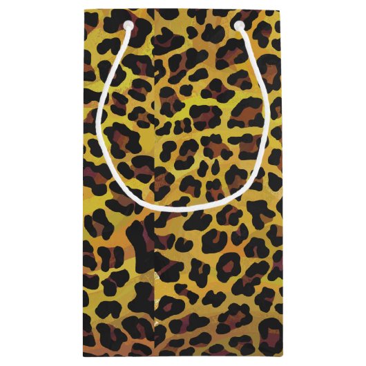 Leopard Brown and Yellow Print Klein Cadeauzakje (Achterkant)