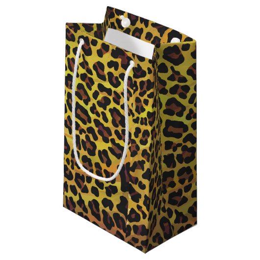 Leopard Brown and Yellow Print Klein Cadeauzakje (Voorkant Gekanteld)