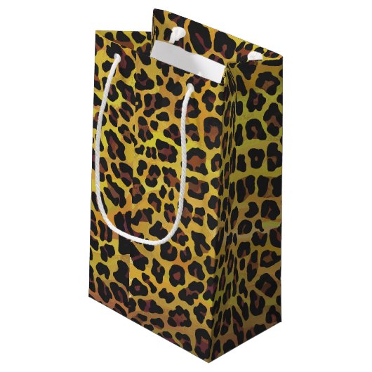 Leopard Brown and Yellow Print Klein Cadeauzakje (Achterkant Gekanteld)