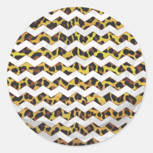 Leopard Brown and Yellow Print Ronde Sticker