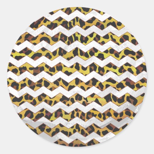 Leopard Brown and Yellow Print Ronde Sticker (Voorkant)