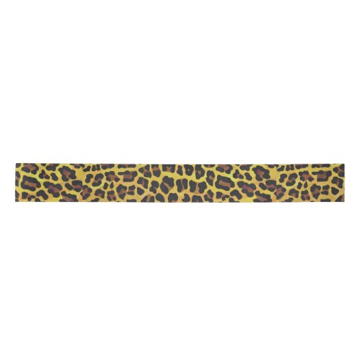 Leopard Brown and Yellow Print Satijnen Lint (Voorkant)
